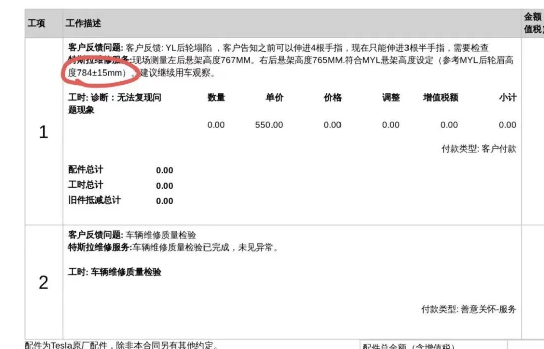 【#特斯拉ModelYL被曝车尾下沉#，换弹簧后问题依旧存在】
据界面新闻，一位江苏南京特斯拉车主表示，今年8月初，他到特斯拉服务中心为家中的老款Model Y做检查时，顺便看了店里的Model Y L展车，发现展车后轮处的车身高度明显高于自己的车。此时，他的Model Y L已行驶约3.3万公里。
起初，他没有太在意 ​