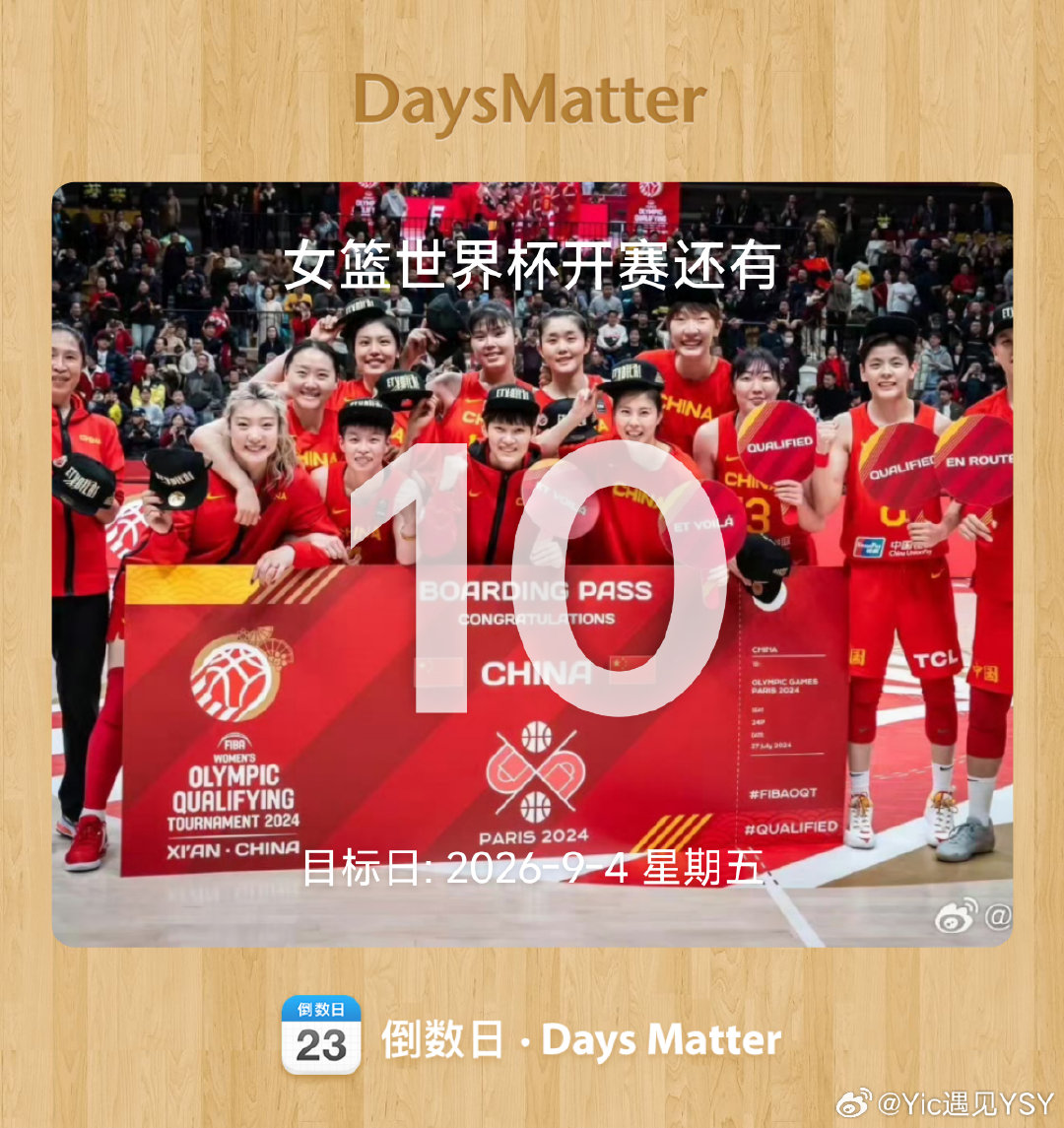 每日倒计时，中国女篮加油！ ​