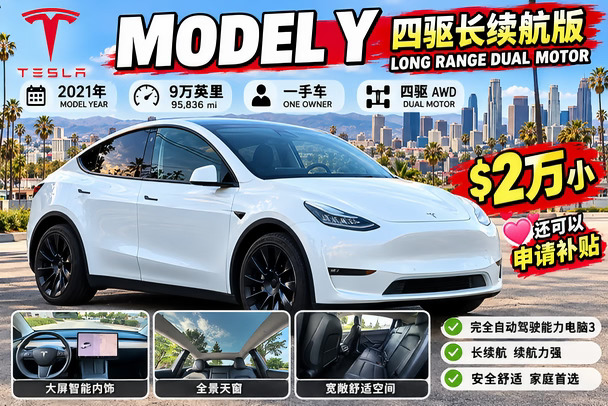 🚗 洛杉矶｜2021年特斯拉model Y 二万小