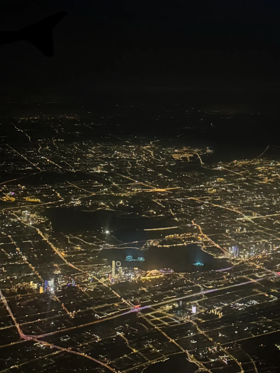 从飞机上看苏州金鸡湖