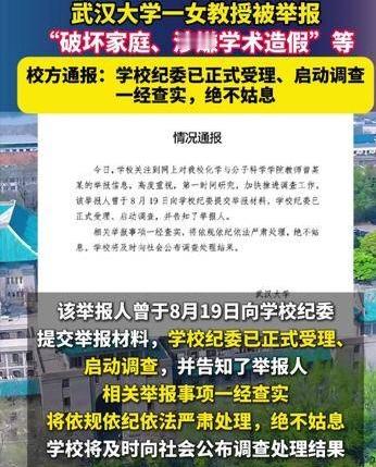 9月3日，一名自称武大教授之女的网友发布86页PDF，实名举报武汉大学化学与分子科学学院一名女教授破坏其家庭并涉嫌学术造假。

29岁正教授？撕开“学术妲己”的画皮，还学术圈一片净土！

29岁，在顶尖985高校破格晋升正教授，手握国家级人才头衔，科研经费拿到手软。这本该是一段“天才少女”的励志传奇