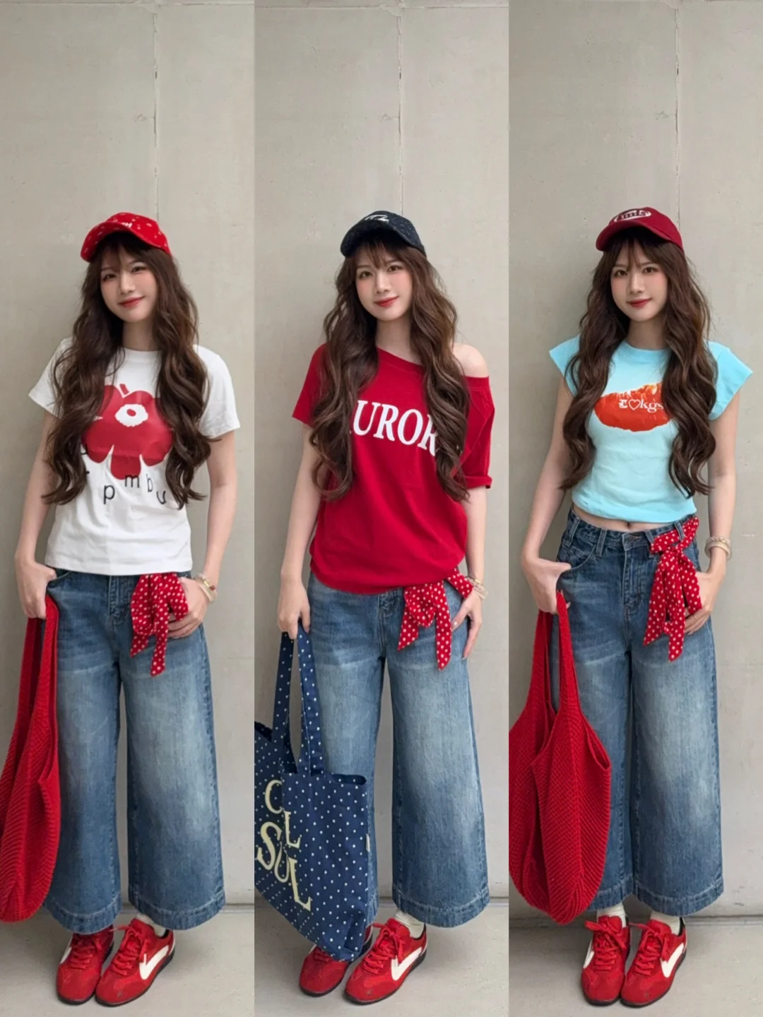 4️⃣套正肩T➕八分裤穿搭🧺好显白的夏日配色！