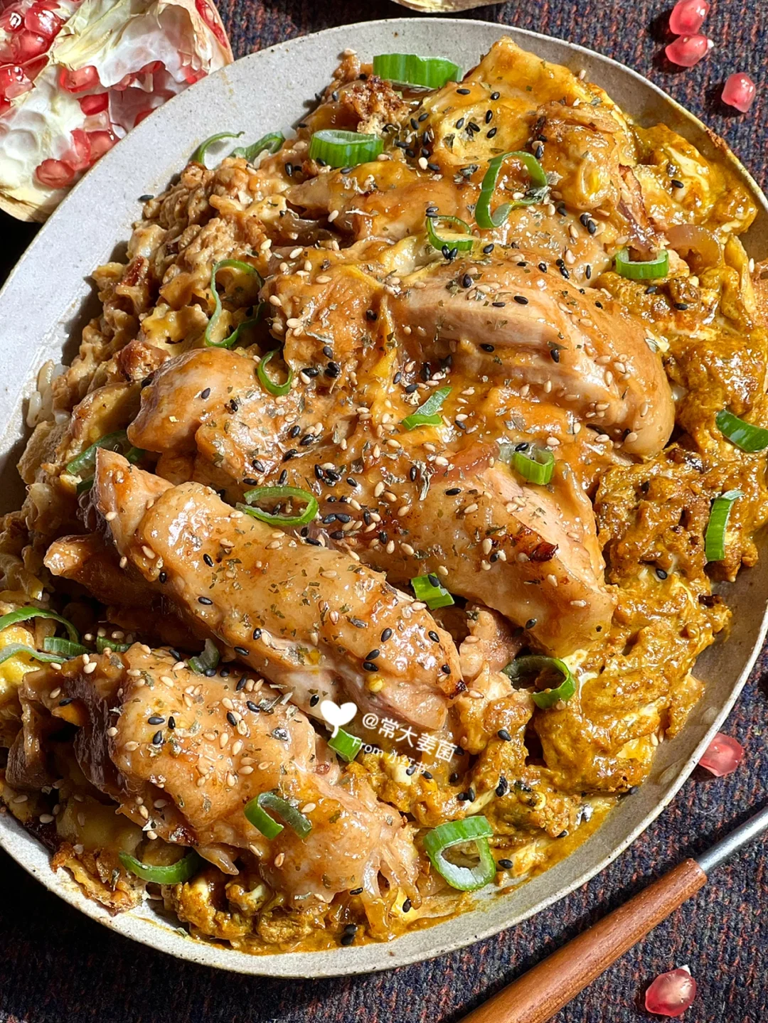 日式照烧鸡排滑蛋泡饭🍗🍚一人餐の幸福～