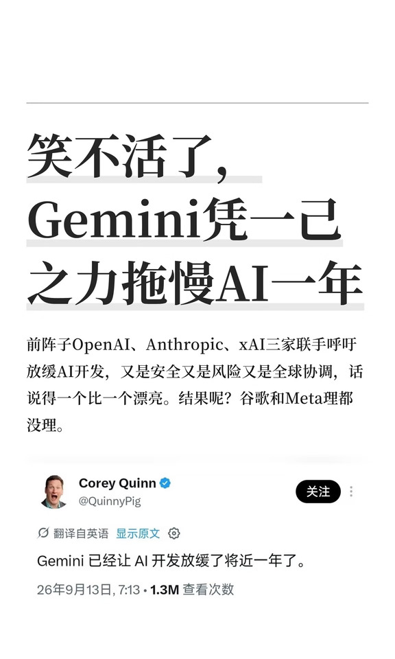 笑不活了，Gemini凭一己之力拖慢AI一年