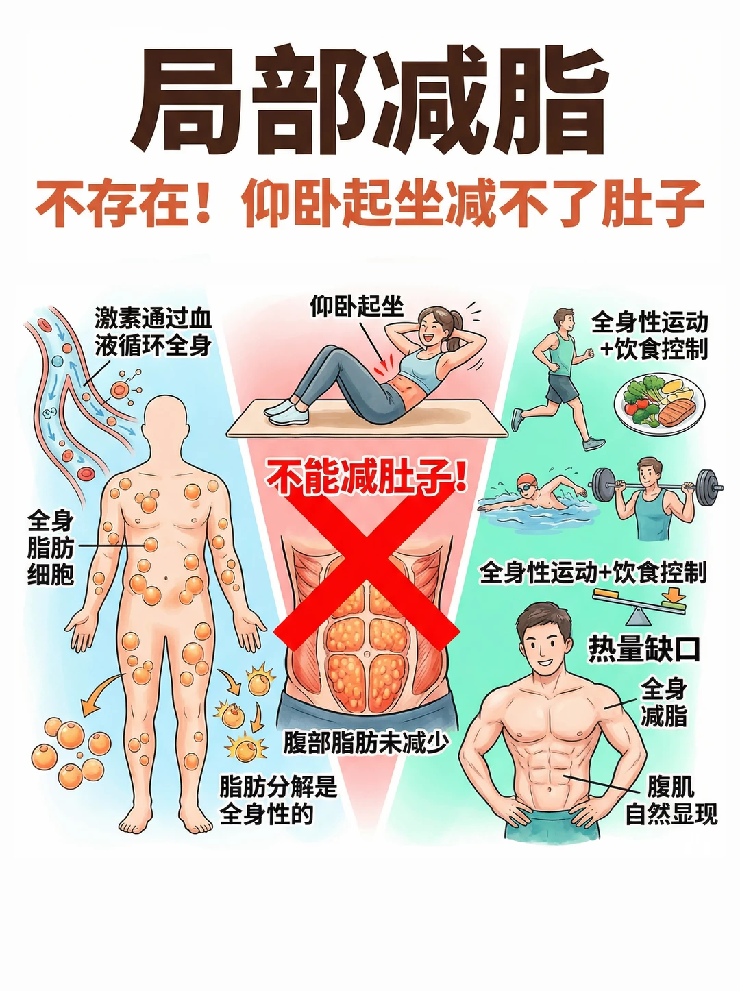 💥仰卧起坐不瘦肚子，反而让腰更粗！