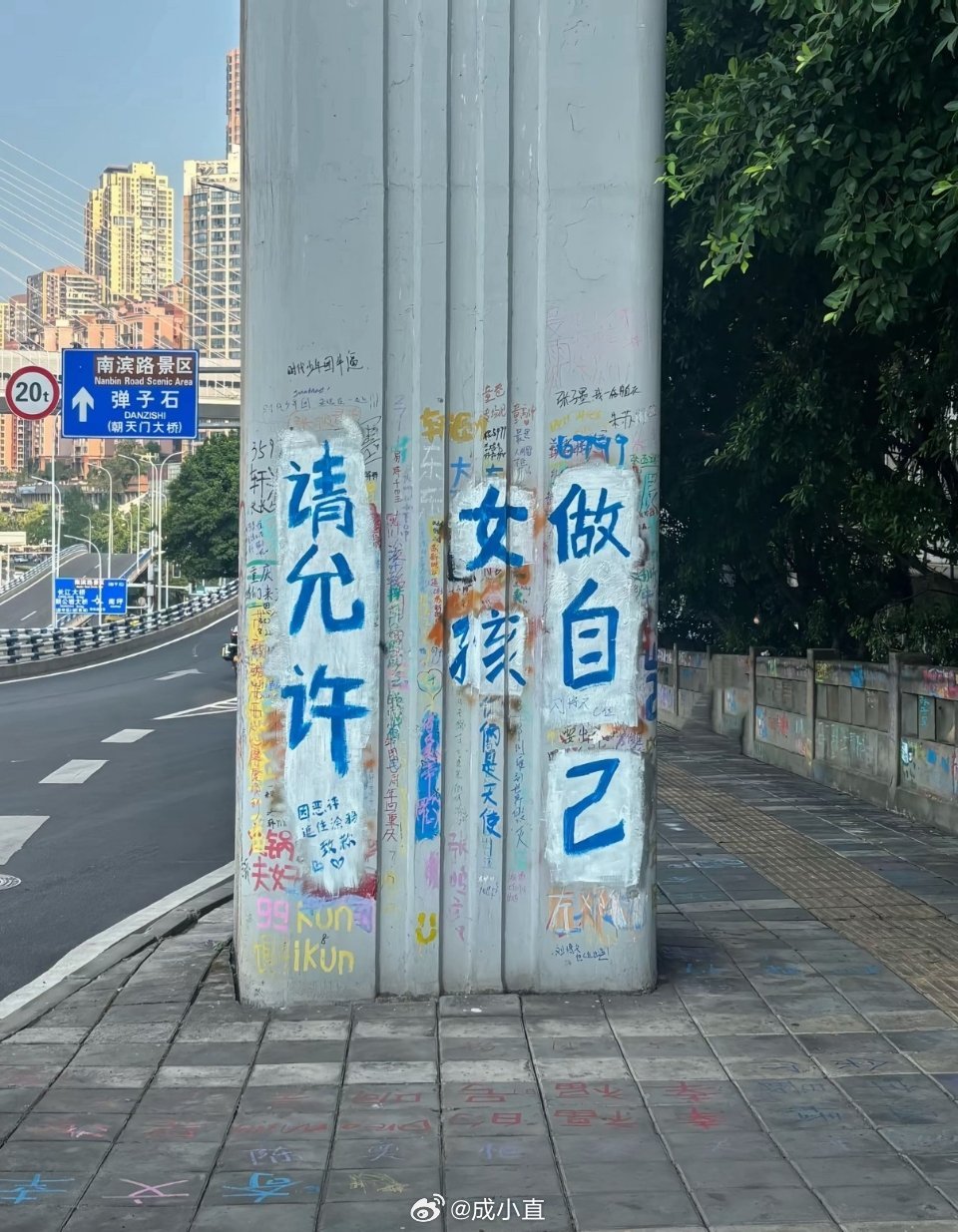 时代峰峻附近新的涂鸦
没人不让女孩做自己啊！但做自己不等于就可以凌驾于他人之上乱搞……[挖鼻] ​