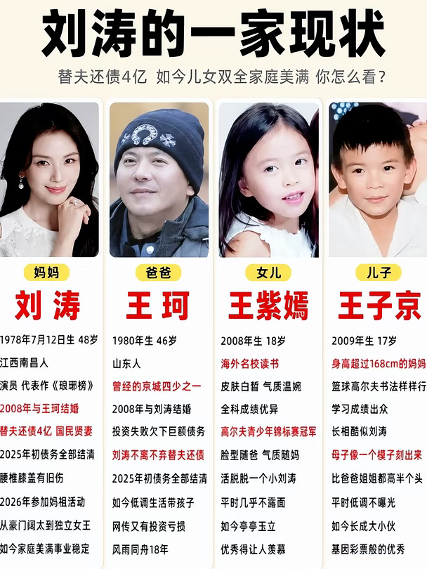 刘涛替夫还债 4 亿，如今儿女双全！