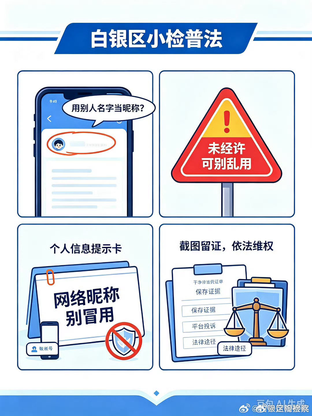 #定检提醒# ：#真实姓名被9年未联系友人用作昵称#网络昵称不是随意取用，未经他人许可，擅自把别人真实姓名用作社交账号昵称，若故意冒充对方身份，造成他人混淆，属于侵害姓名权的行为，需要承担停止使用、赔礼道歉等民事责任。
 如果冒用该姓名实施借钱、诈骗等行为，还会面临更严重的法律后果。当发 ​
