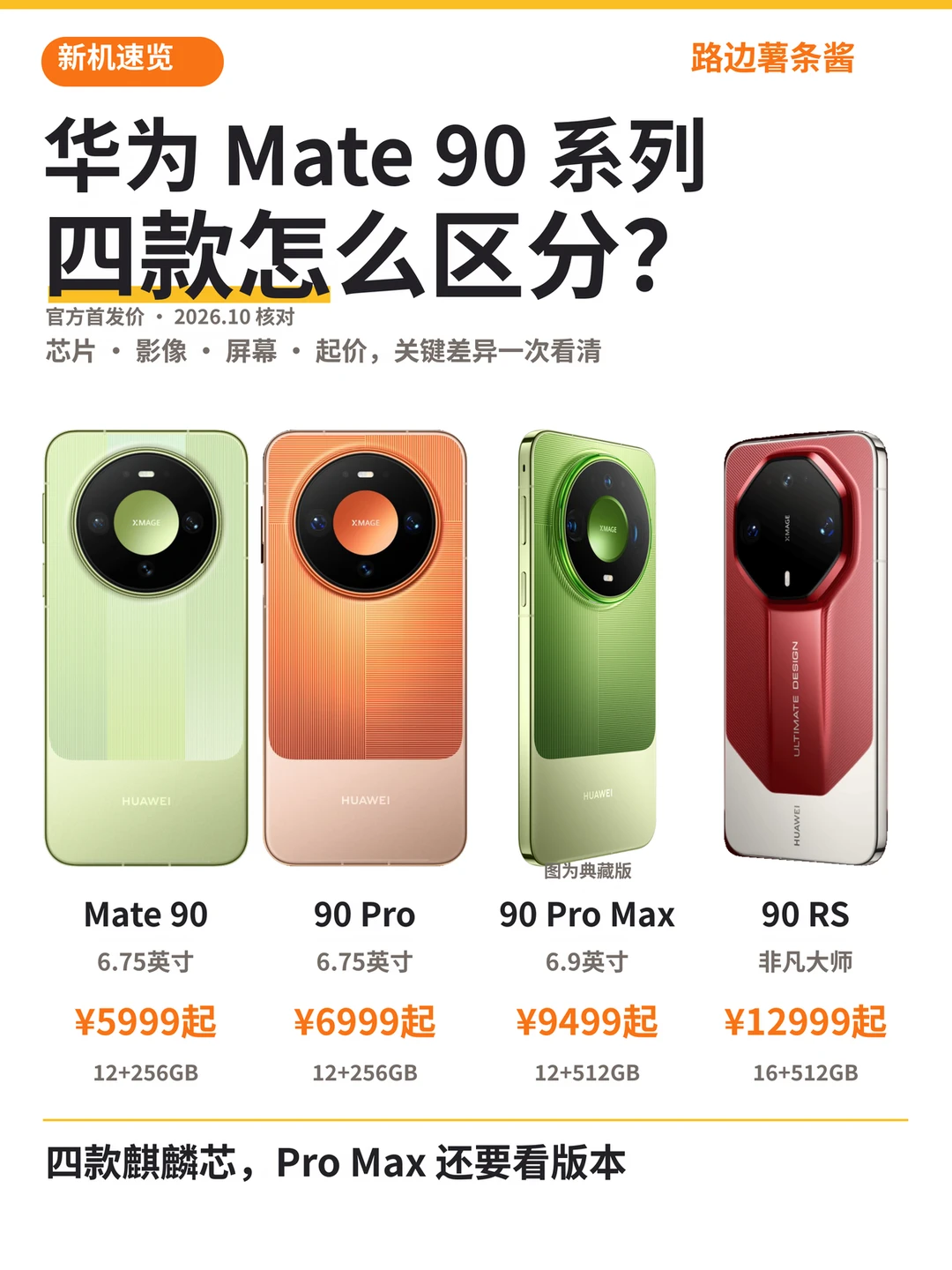 华为Mate 90系列怎么选？四款麒麟芯片对比