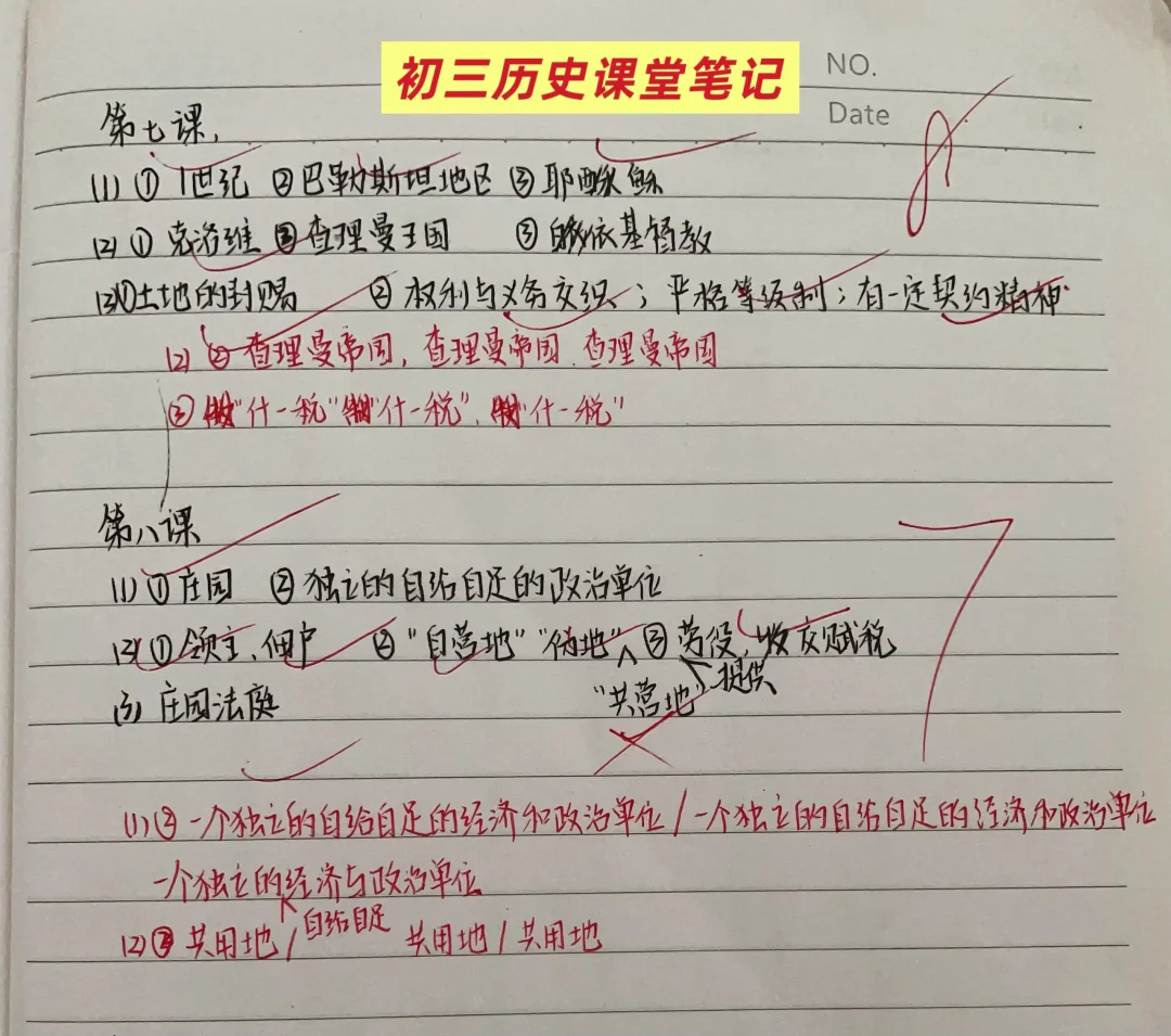 初三历史课堂笔记重要知识点
