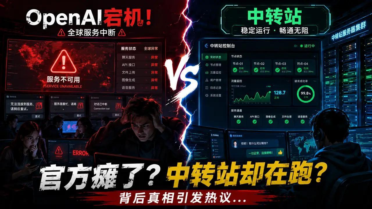 9月3日，OpenAI、Anthropic、SpaceXAI三家头部AI企业同步遭遇大规模服务中断，ChatGPT、Claude、Grok等核心产品均出现高错误率，Downdetector平台累计收到超1.4万份用户故障反馈。

三家掐着同一时间一起崩，这事儿透着邪门。

消息一出，整个科技圈都炸了