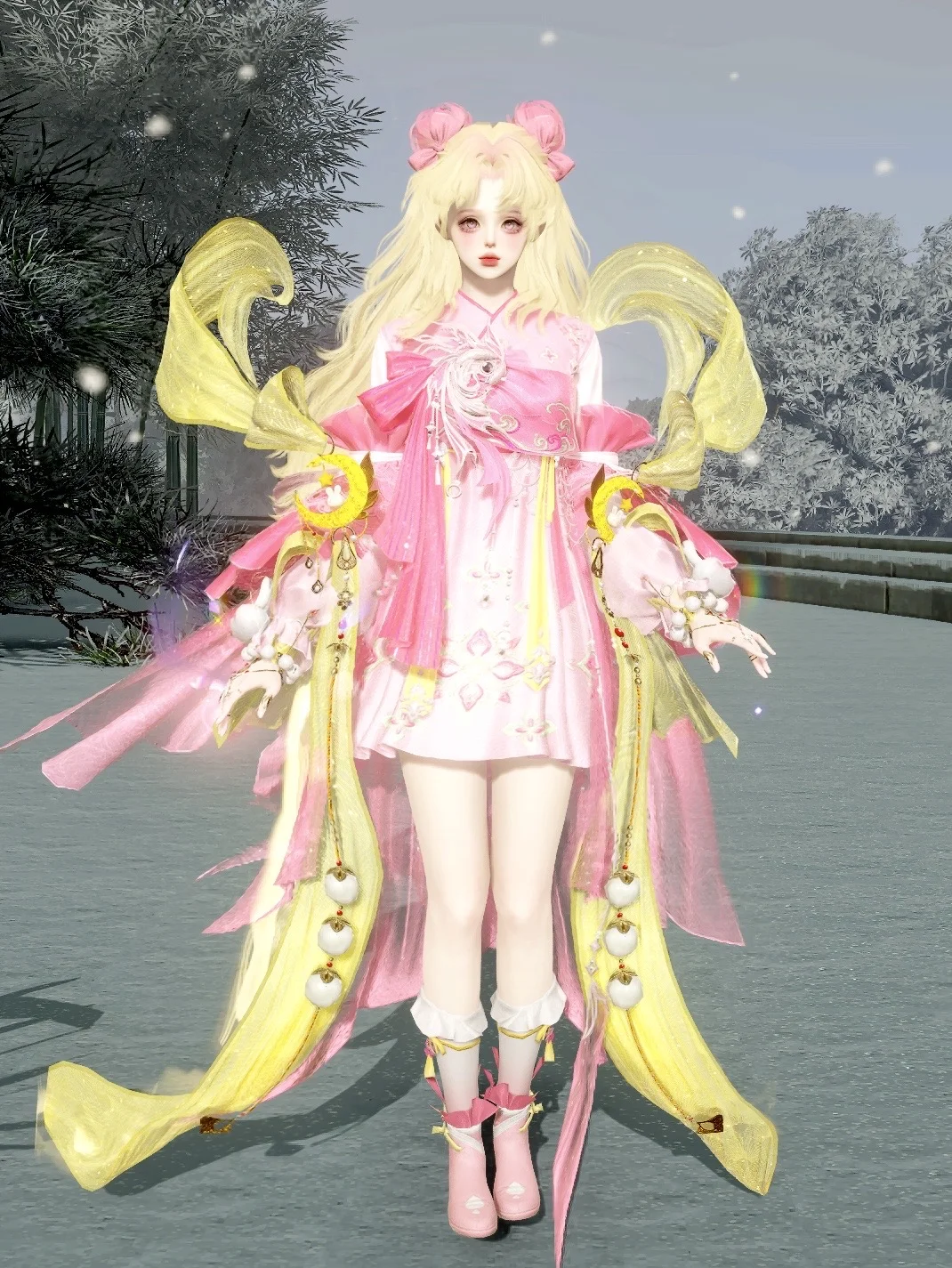 粉黄配色好绝，好喜欢这套衣服🎀💗