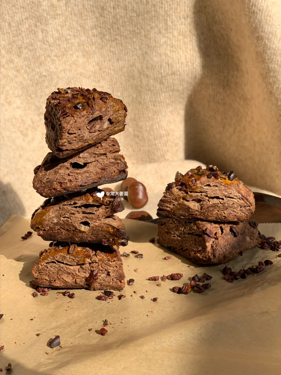 浓郁黑巧克力可可豆司康🍫🥛香酥❗️停不下来