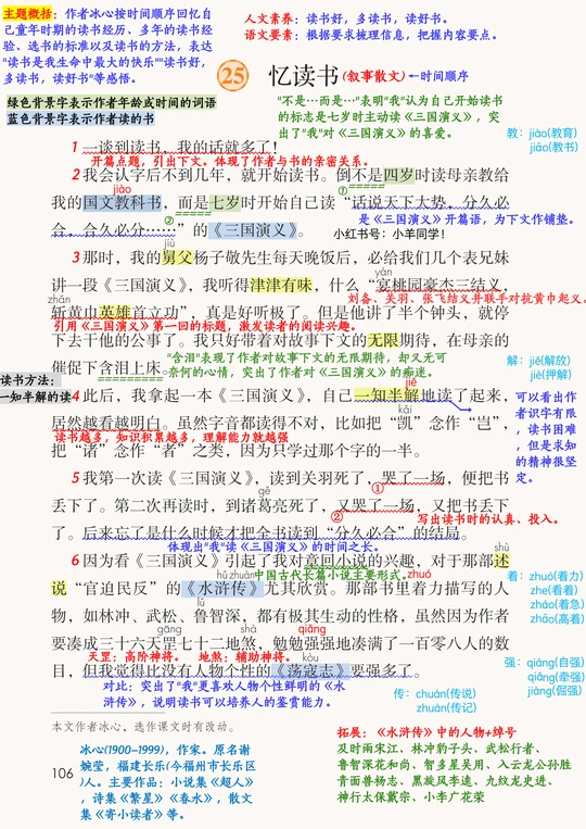 五上语文丨第25课《忆读书》学习笔记