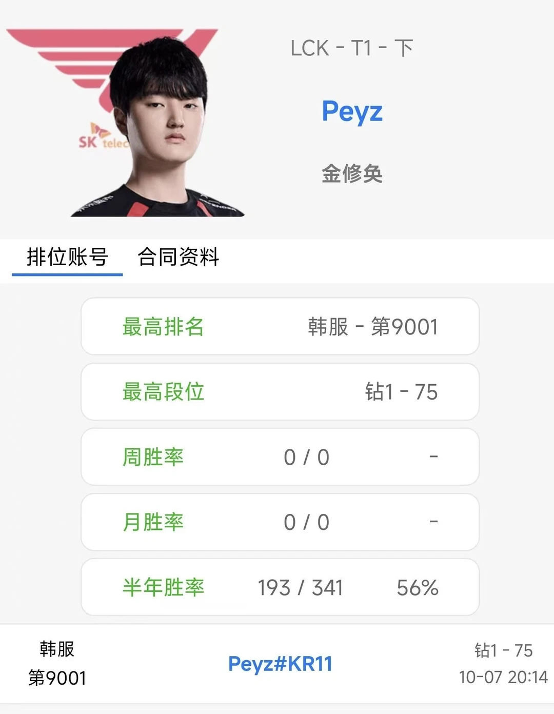 T1新ADC选手：Peyz 🆕