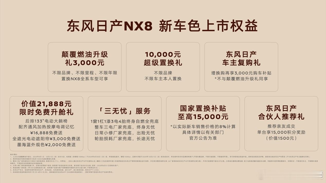 东风日产NX8携手《上新了故宫》，正式推出“喜柿橙意”限定配色。这款大五座智慧舒享SUV，此前已经连续两个月拿下合资中大型SUV销量第一，增程、纯电版本市场表现双双亮眼。
       这次联名，把故宫的东方美学融入汽车色彩设计。外观「喜柿」灵感取自故宫红墙下秋日柿子，寓意柿柿如意；内饰「橙意」 ​