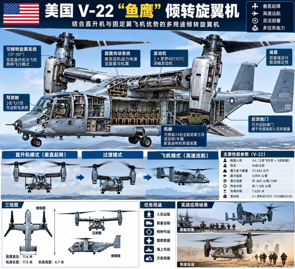 V-22鱼鹰，颠覆传统飞行器的怪才​