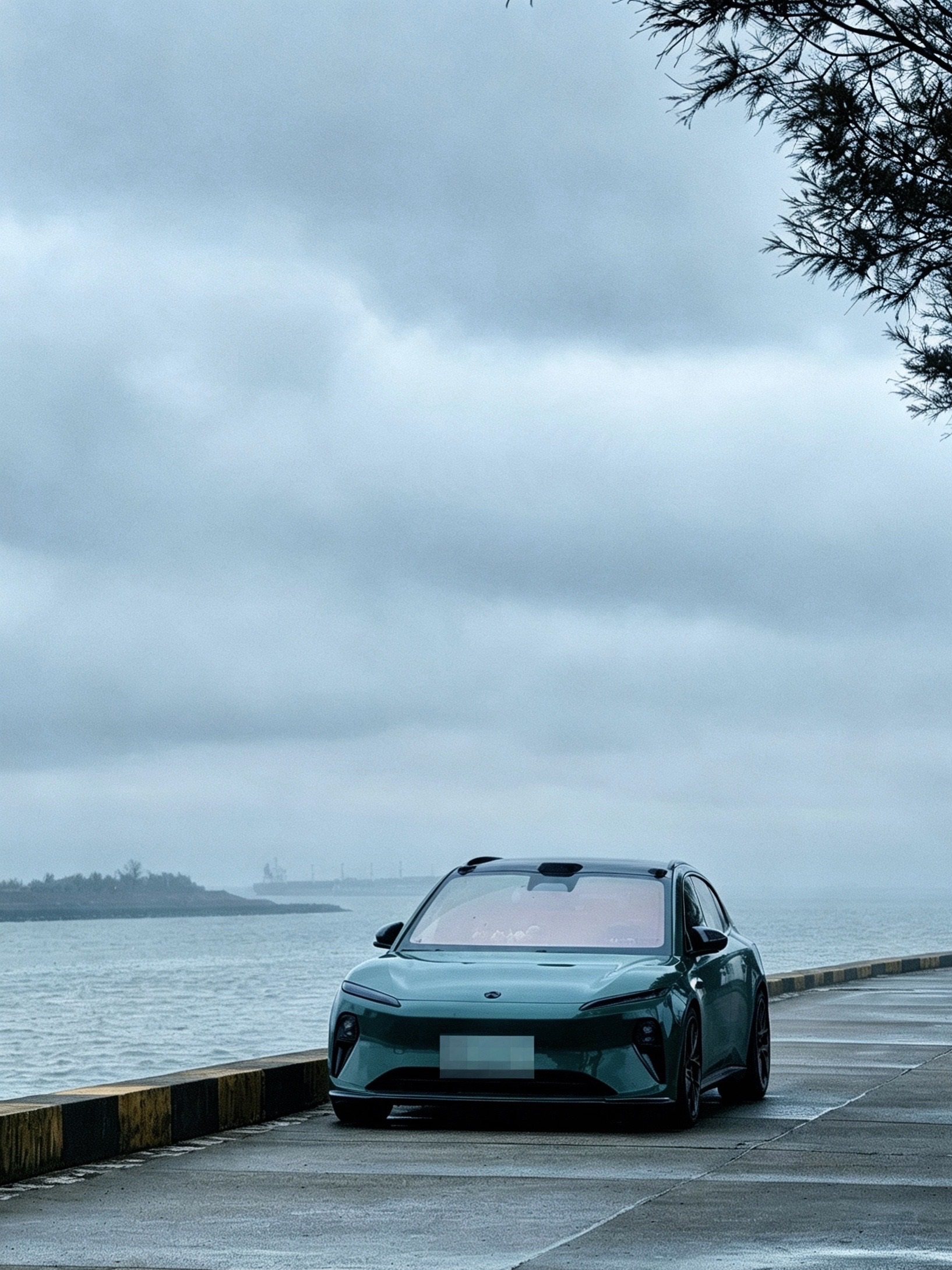 下雨天咱也要美美的海边看车 蔚来