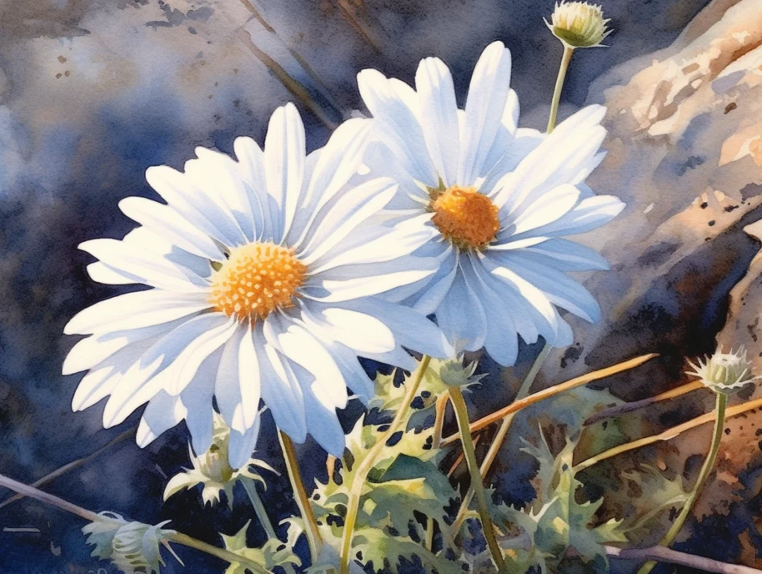 AI水彩 小白菊花(2)
