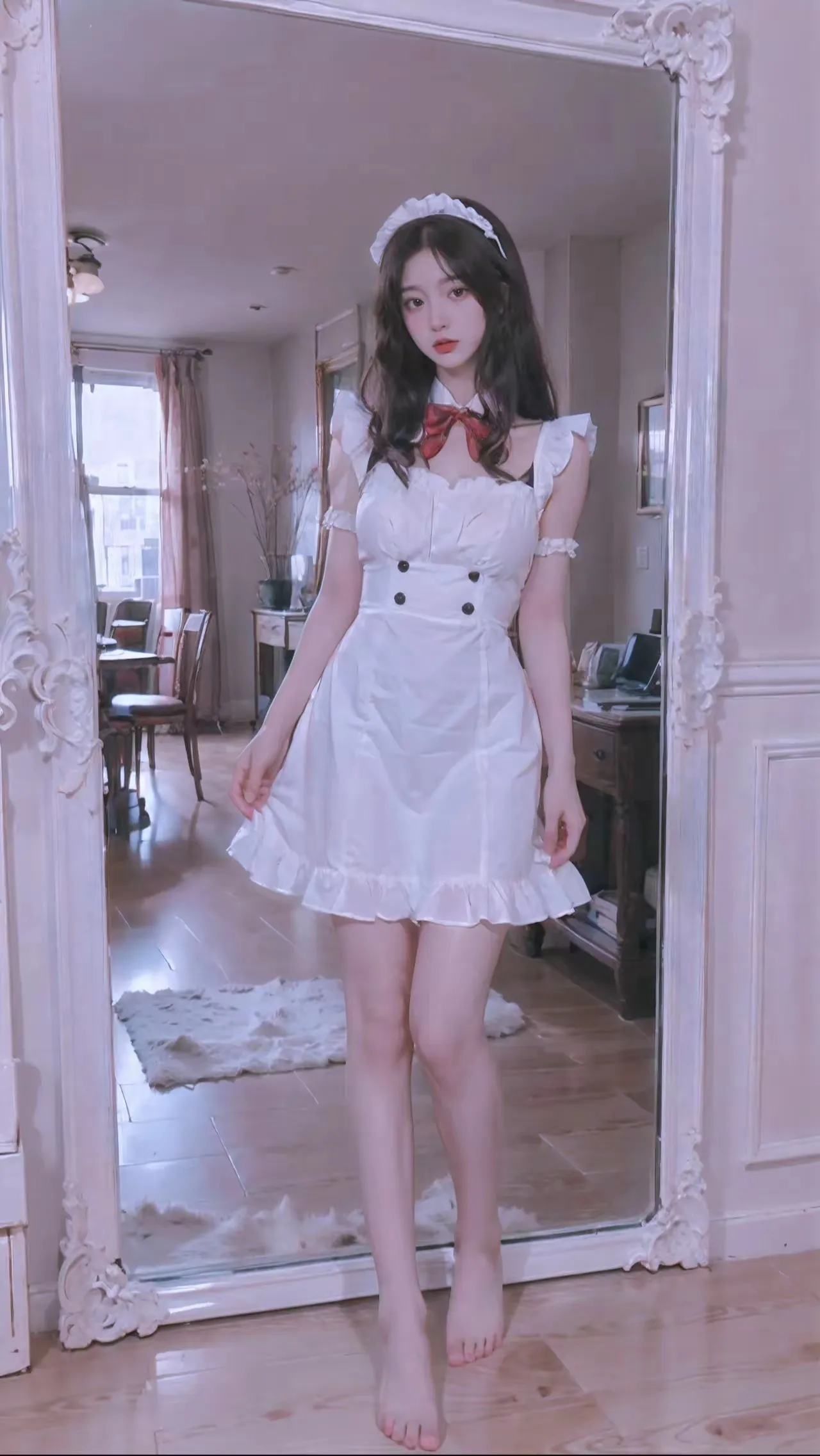 法式复古少女，镜中优雅再现💗😜