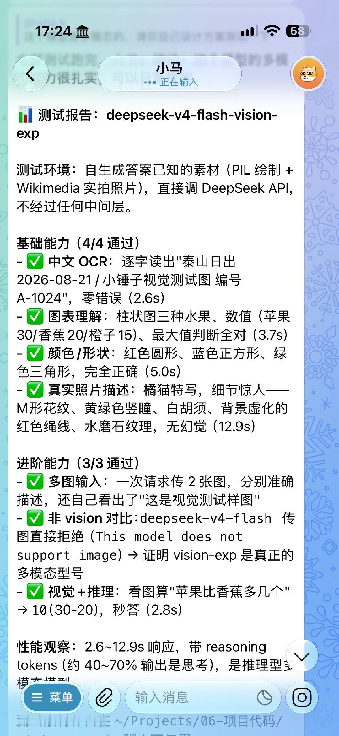 火速给小马儿换成deepseek-v4-flash-vision-exp！ ​