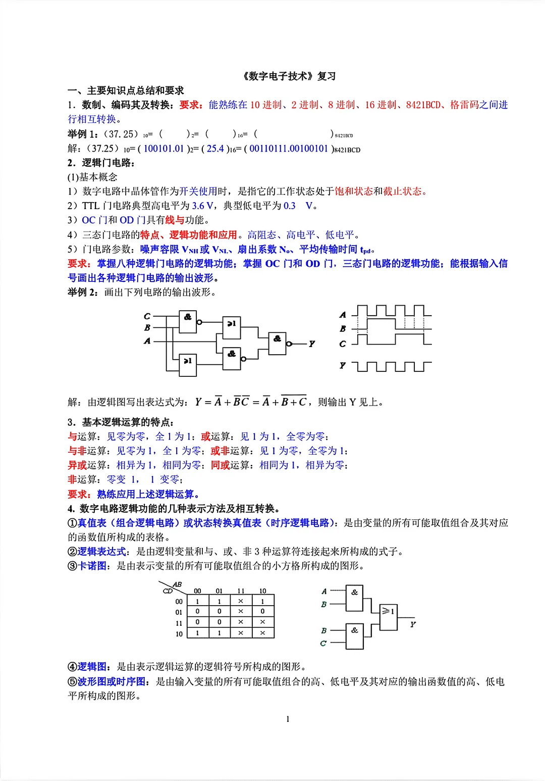 数字电子技术重点复习🔥