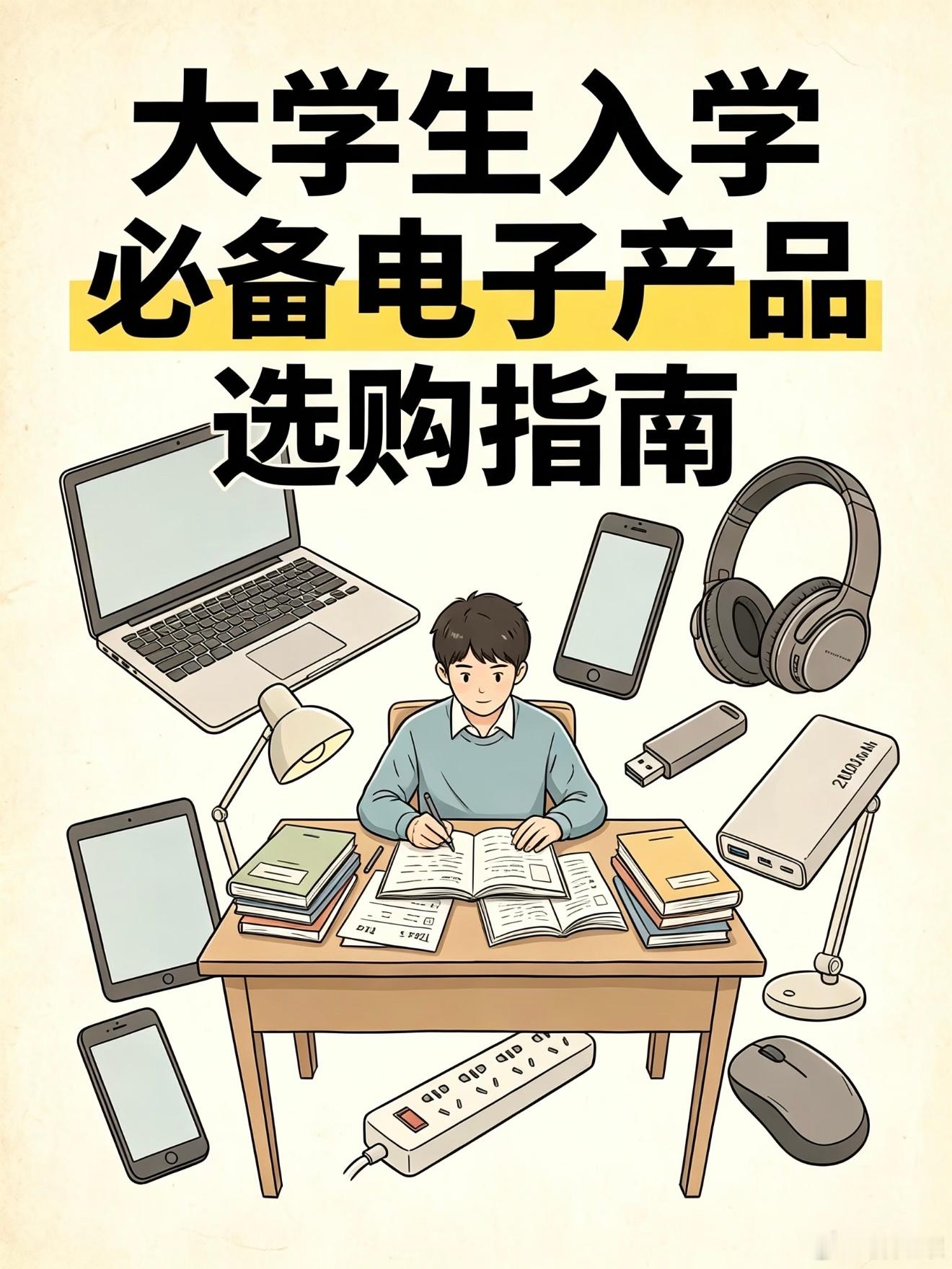 开学季来啦～好多大一宝子都在挑属于自己的第一套数码装备！#哪些数码产品买对能用四年##数码主理人#

经常看到大家跟风冲数码全家桶，什么设备都想配齐，但是，根据我的经验来看，不用盲目全套拿下哦。

手机和笔记本是大学实打实的刚需，预算优先给到这两样。手机尽量内存往大的选，毕竟四年下来照片 ​