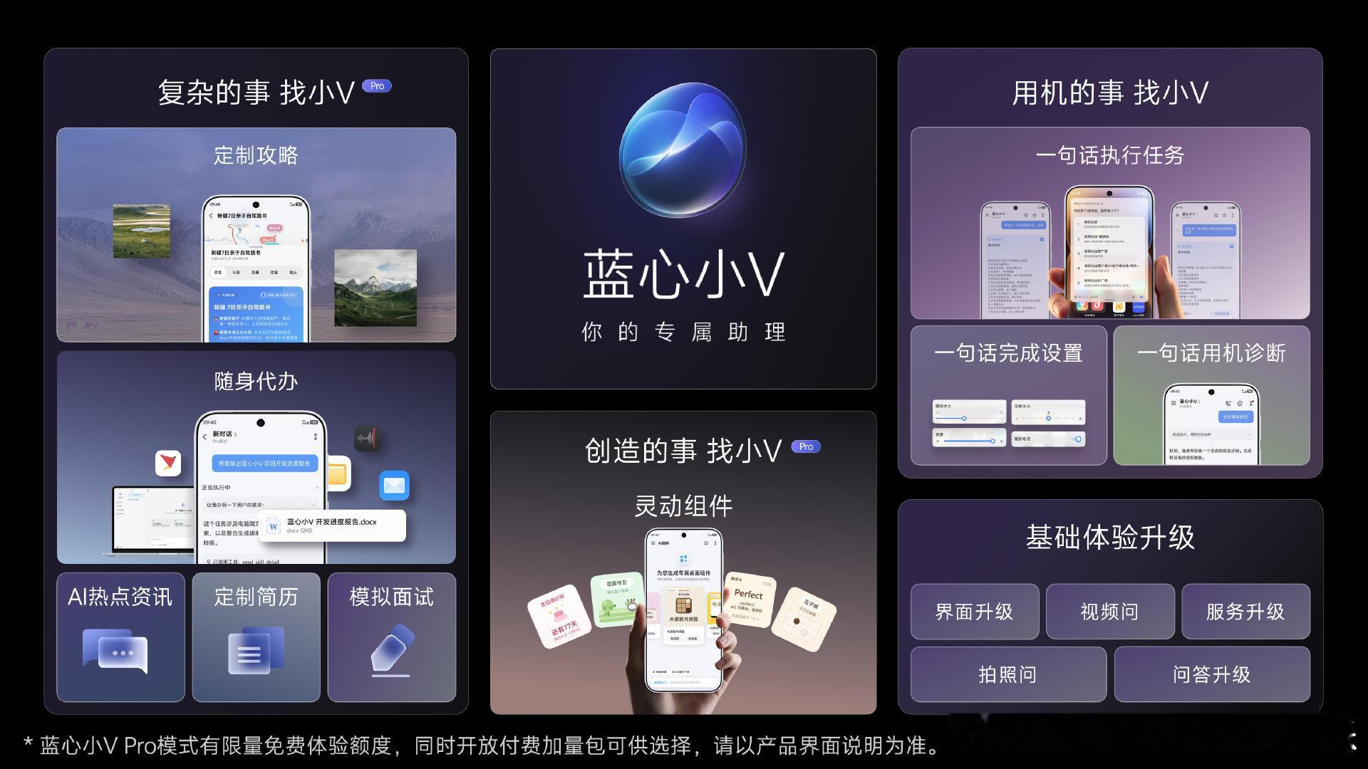 #最想手机AI替我办的事##OriginOS7##vivo X500系列# 全新发布的Origin OS 7搭载了蓝心大模型深度赋能的蓝心小V，你可以通过专属定制攻略调整AI助手属性，靠一句话就能完成系统设置，还能唤醒小V帮办功能，语音触发打车、订咖啡等服务，也能让AI自动同步日程、梳理待办，大幅降低操作成本。 ​