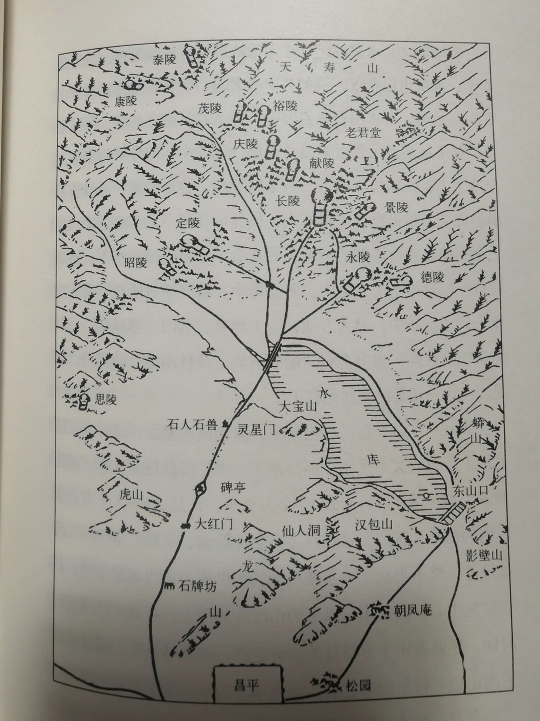 明十三陵分布形势图