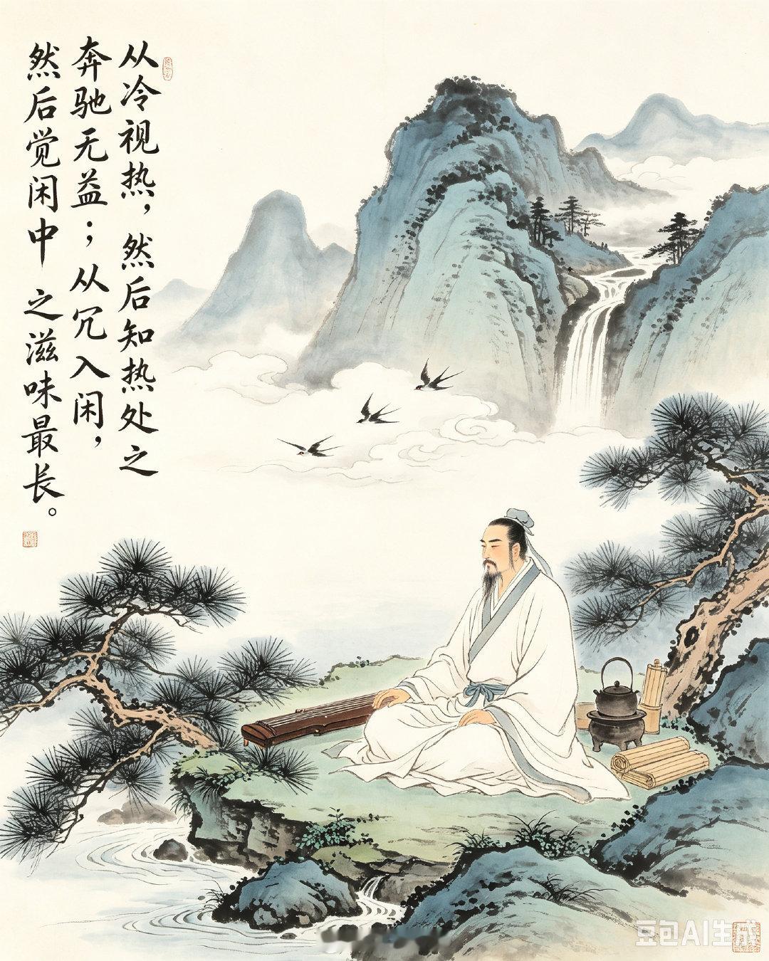 从冷视热，然后知热处之奔驰无益；
从冗入闲，然后觉闲中之滋味最长。
——《小窗幽记》

【白话译文： 从冷清寂寞的局外去看热闹喧嚣的名利场，才会明白在名利场中东奔西走其实毫无益处；从繁杂的事务中抽身出来，去过闲适自在的日子，才能体会到闲适的滋味最为悠长。】

#古风##传统文化##国学# ​