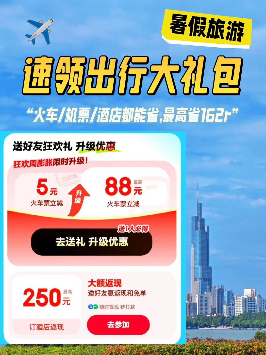 💥咱也是掏上了！88元火车优惠！