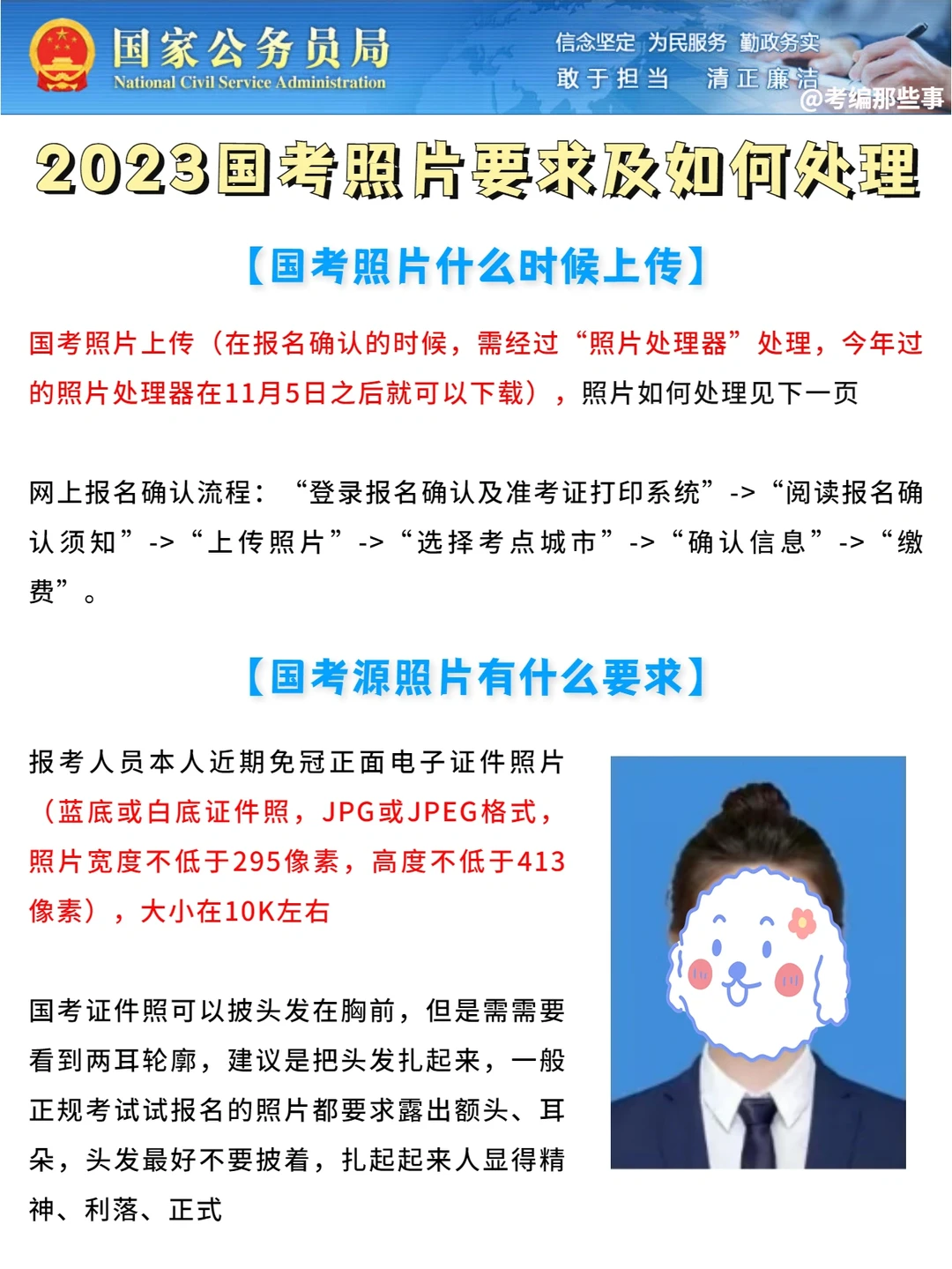 2023国考报名照片要求，该如何处理并上传！