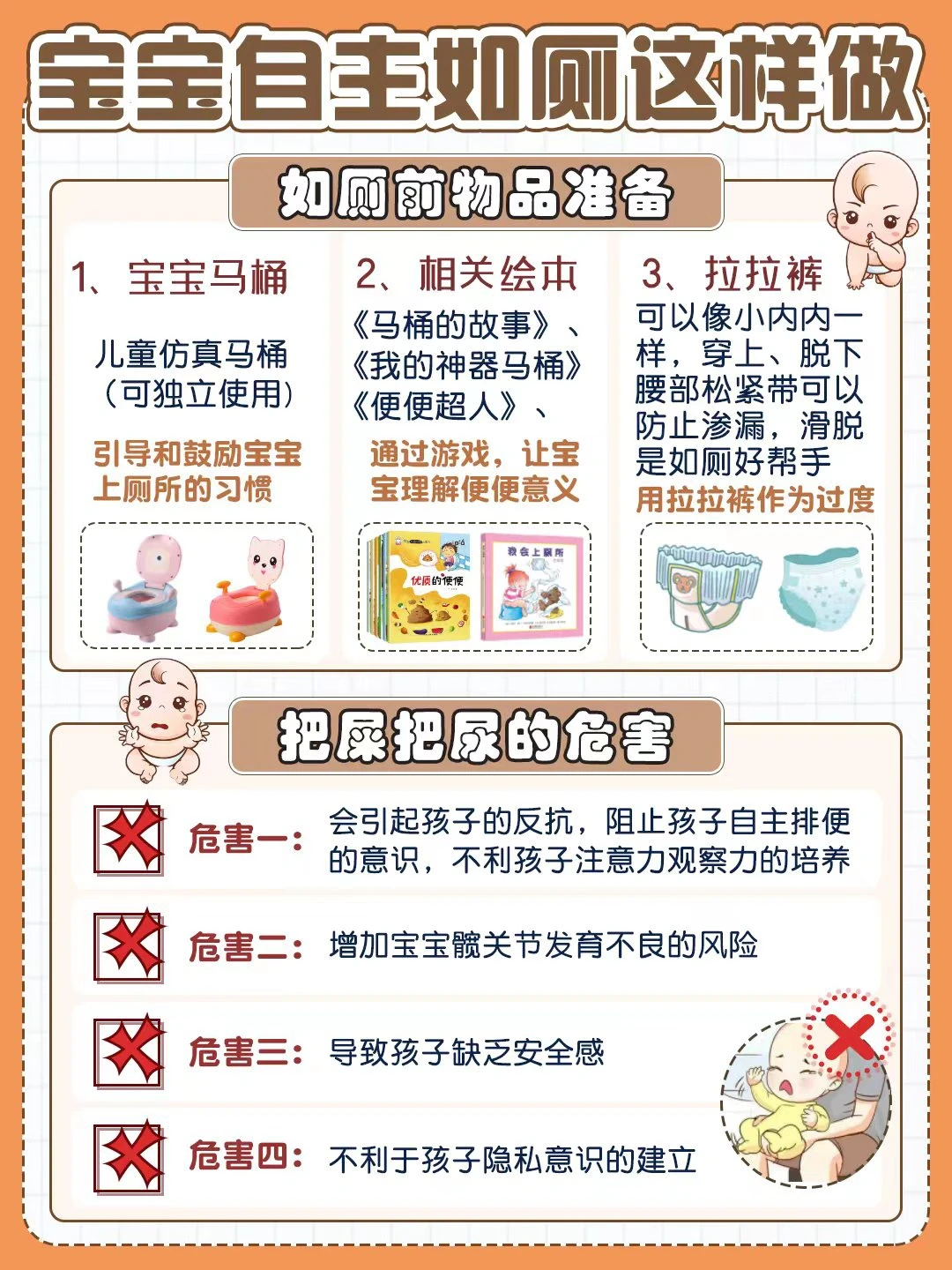 把屎把尿危害大‼️宝宝自主如厕这样做👇🏻