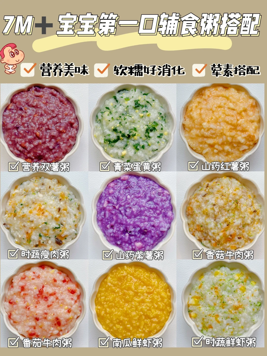 7M➕宝宝第一口辅食粥搭配 | 附10倍粥做法！