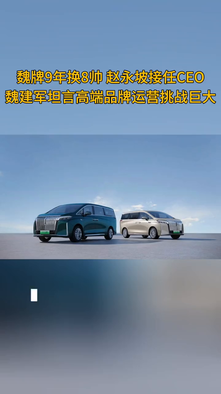 魏牌9年换8帅，赵永坡接任CEO，魏建军坦言高端品牌运营挑战巨大。 长...