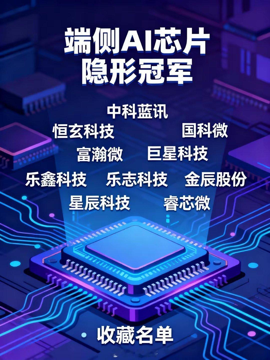 端侧AI芯片｜成长与盈利突出的10家企业
 
国产半导体赛道里，一批端侧AI芯片厂商稳步兑现业绩，属于容易被忽略的细分隐形冠军。下面梳理10家成长较快、盈利弹性较强的标的：
10、中科蓝讯
搭载NPU、DSP算力的音频SoC切入端侧AI，产品广泛用于智能耳机、智能音箱，支撑设备实现流畅的本地AI语音交互。
9 ​
