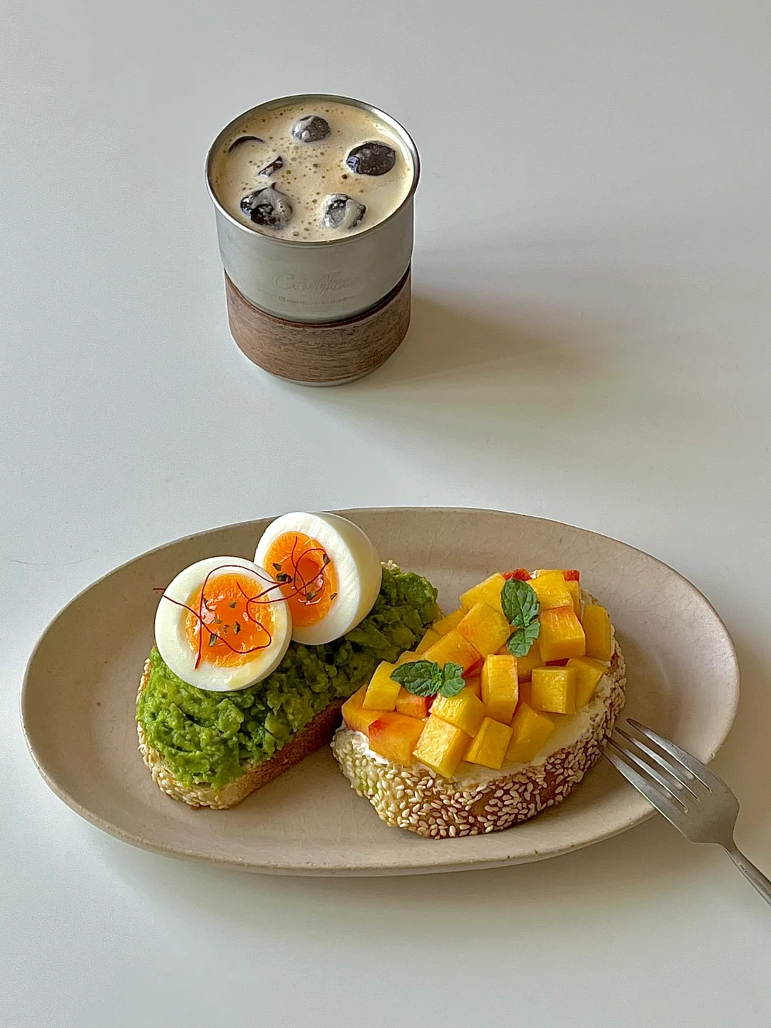 ☀️工作日早餐｜牛油果溏心蛋&黄桃奶酪三明治
