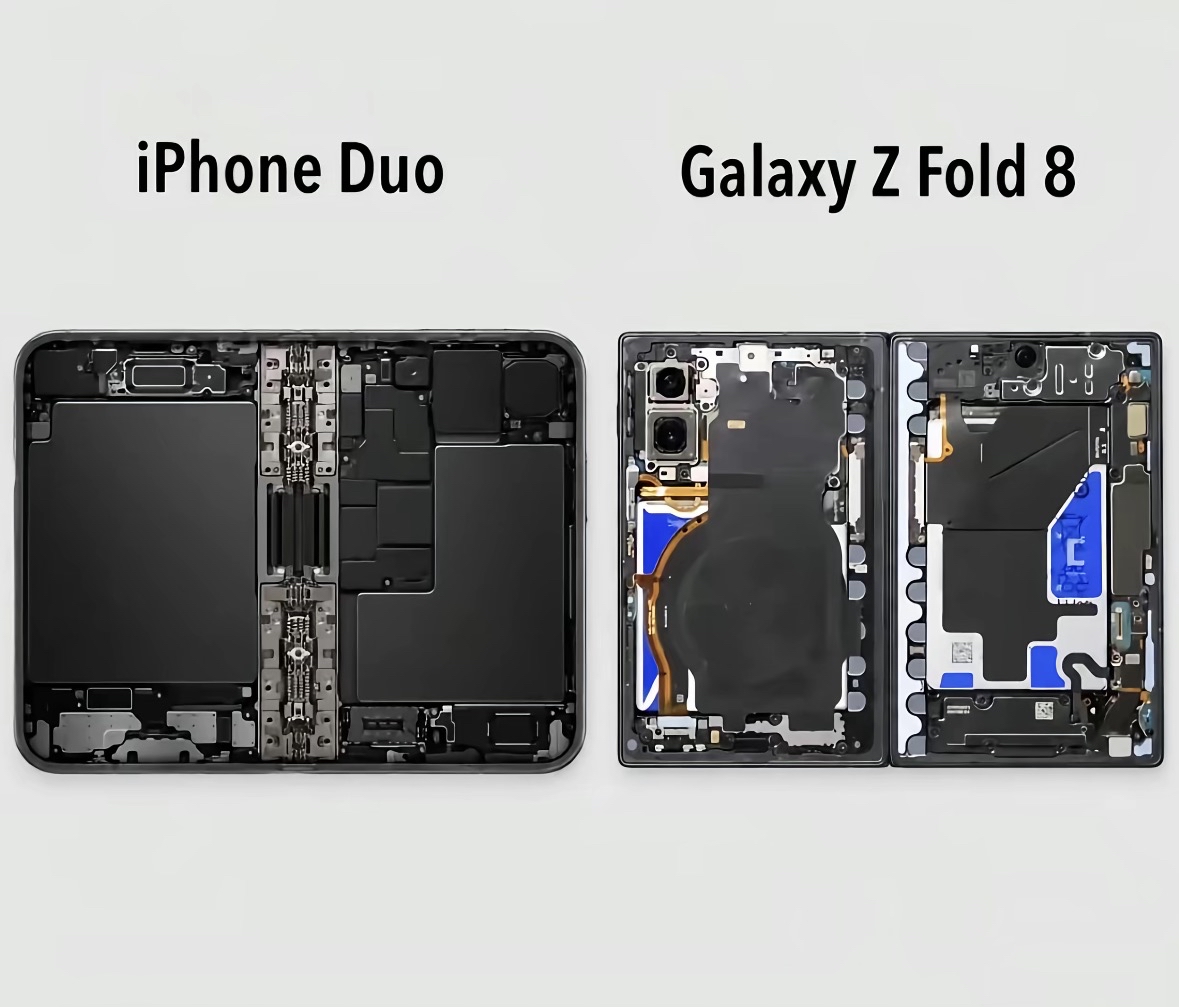 顶级工业做工及美学对此！
三星zfold8对此iPhone duo，内部拆机结构和外观设计！看完了你选谁？
从外观上看，三星颜值肯定更高，而且重量、厚度都是三星更好。系统方面苹果占优。大家会选哪个？