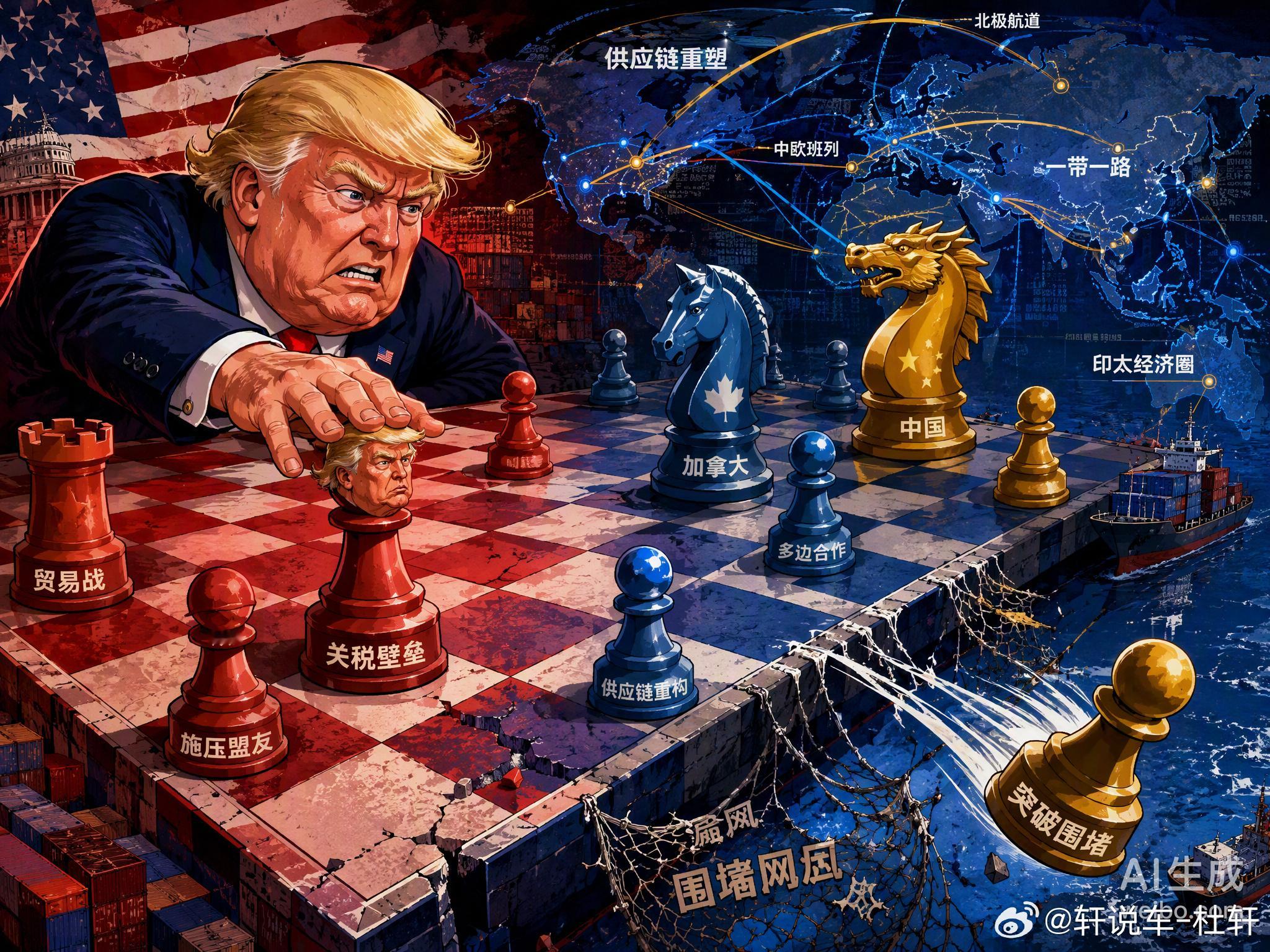 特朗普这几天变脸变得比翻书还快。前两天还说加拿大跟中国谈成协议是好事，转眼就威胁要收100%关税。这种前后矛盾的操作，说白了就是怕自家那套对华围堵网漏风。美国财长贝森特倒是说了句大实话，怕加拿大成了中国商品进美国的“突破口”。你看，供应链绑得那么紧，一辆车零部件跨境跑六回，现在想硬拆？自己刚跟中国签了钢铁协议，转头就不许别人正常做生意，这双标玩得也太溜了。这种“只许州官放火”的霸道逻辑，暴露的不是加拿大多难对付，而是白宫心里那点焦虑。当各国都开始按自己的利益做选择时，那种统一叙事的施压套路早就对不上号了。特朗普称加拿大比中国更难对付