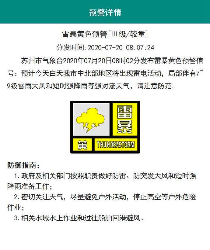 江蘇南通市、蘇州市氣象臺發佈暴雨預警信號-圖2