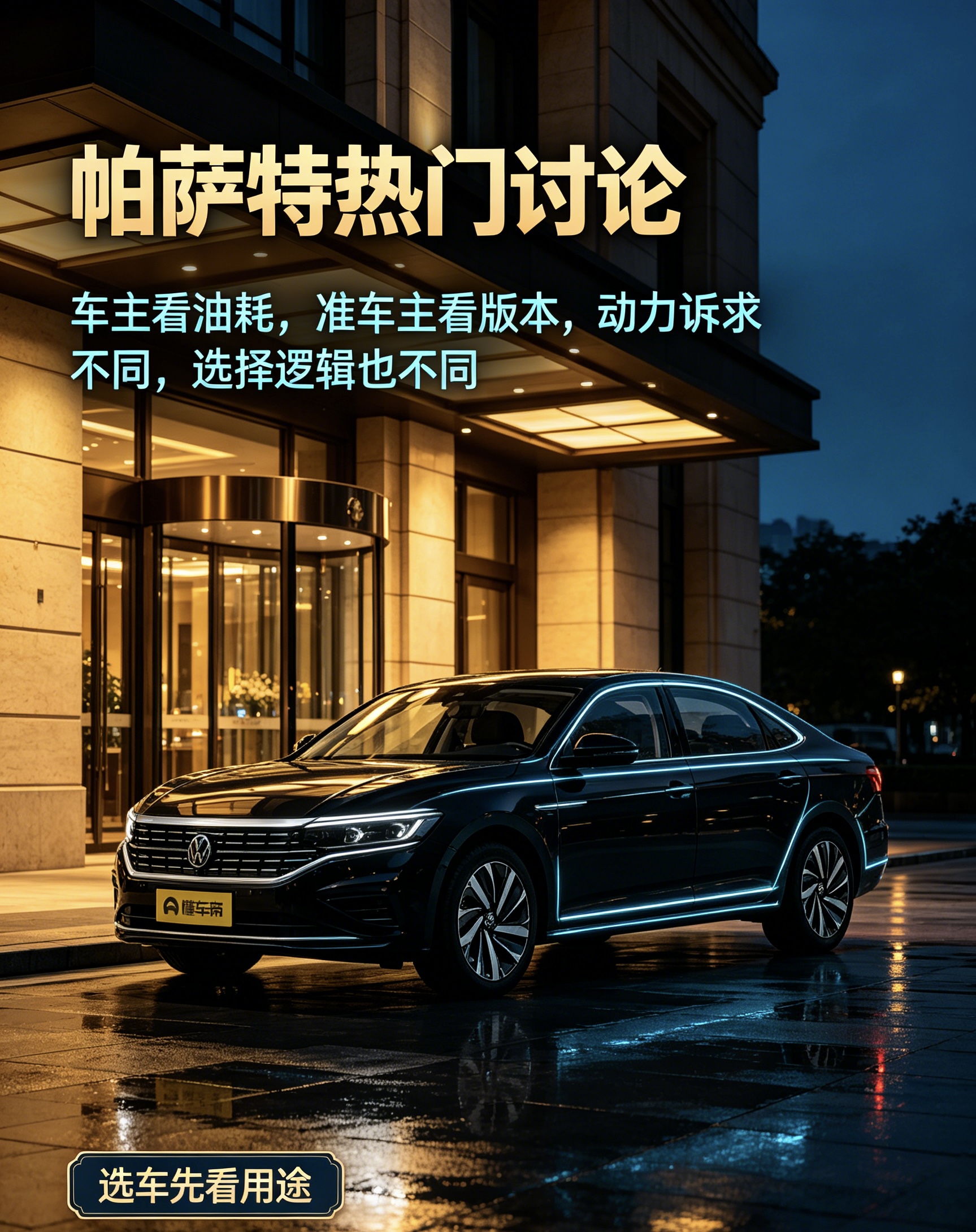 大众帕萨特在中型轿车里热度一直很高，很多朋友纠结各个动力版本怎么选。车内后排空间宽敞，不管家用出行还是商务应酬都很得体，日常开的油耗表现也比较可观，不同动力版本能够适配不一样的用车需求。【来自懂车帝车友圈】
