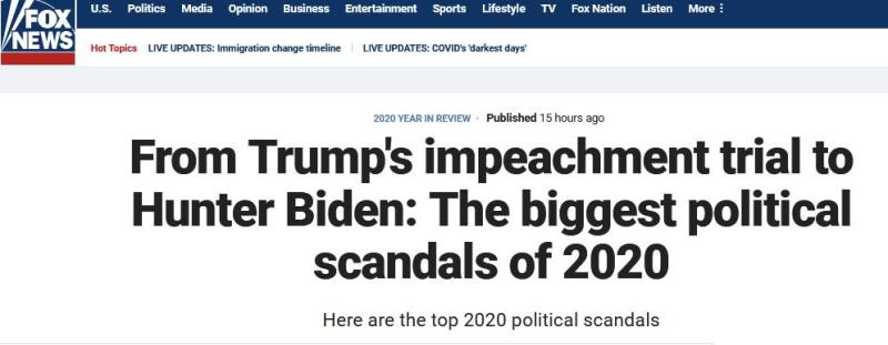 鬧掰瞭? 福克斯新聞總結美國2020“最大政治醜聞”, 第一個就與特朗普有關-圖2