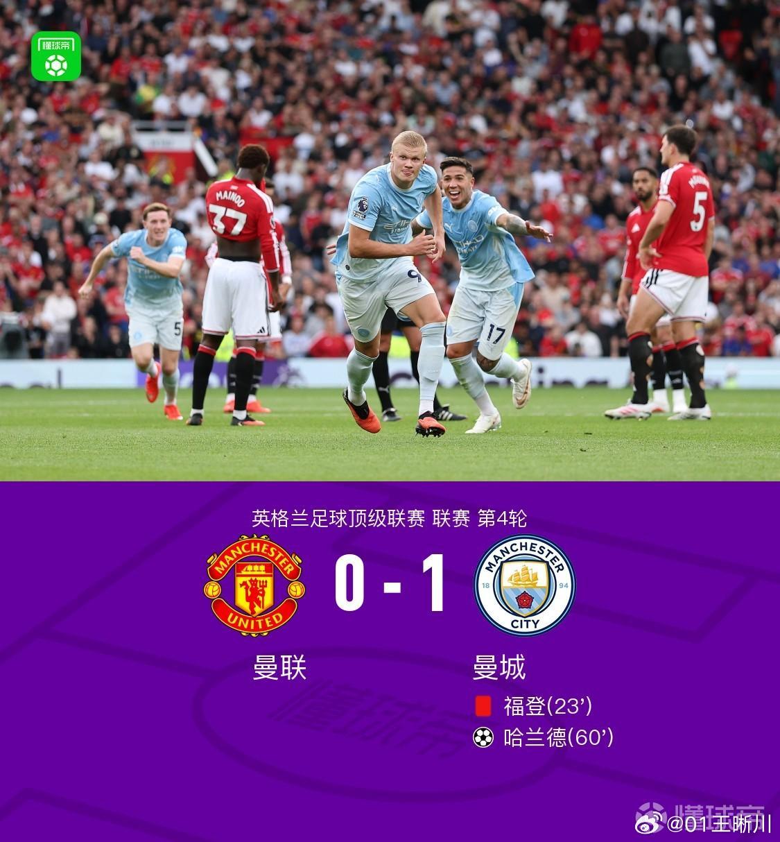 英超第四轮，曼市德比，最终以十人曼城1:0战胜曼联结束，曼彻斯特的天空是蓝色的。纵观整场比赛，就是一支成熟球队和一支不成熟的球队；一支拿到大结果的球队和一支没有大结果的球队。从哈兰德打进一球后，比赛就已失去了悬念。
       先说本场比赛的两个比较有争议的地方。首先是福登蹬踏B费，回看整 ​