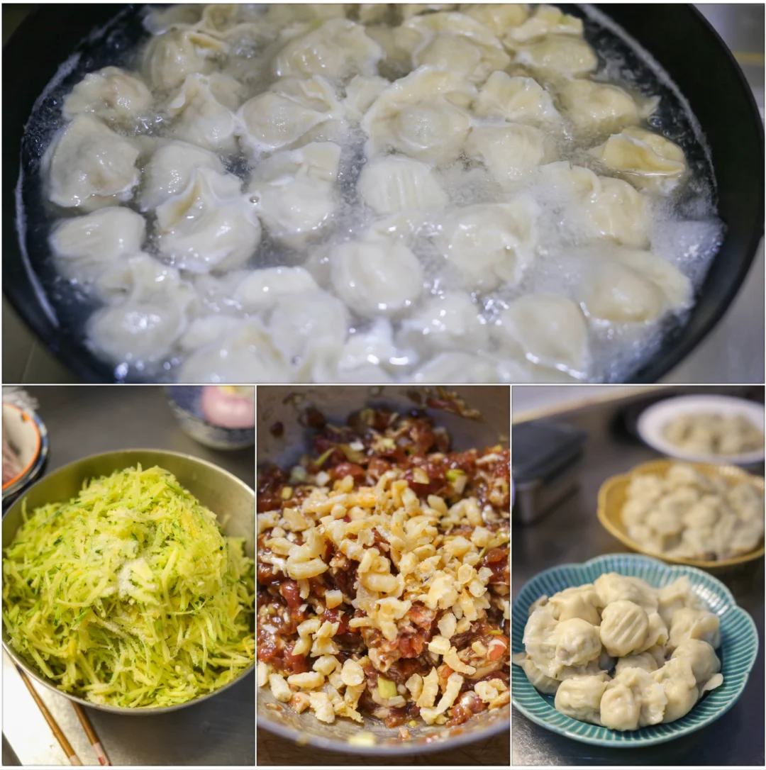 北瓜鲜肉水饺皮薄馅大，加入海米，鲜咸多汁