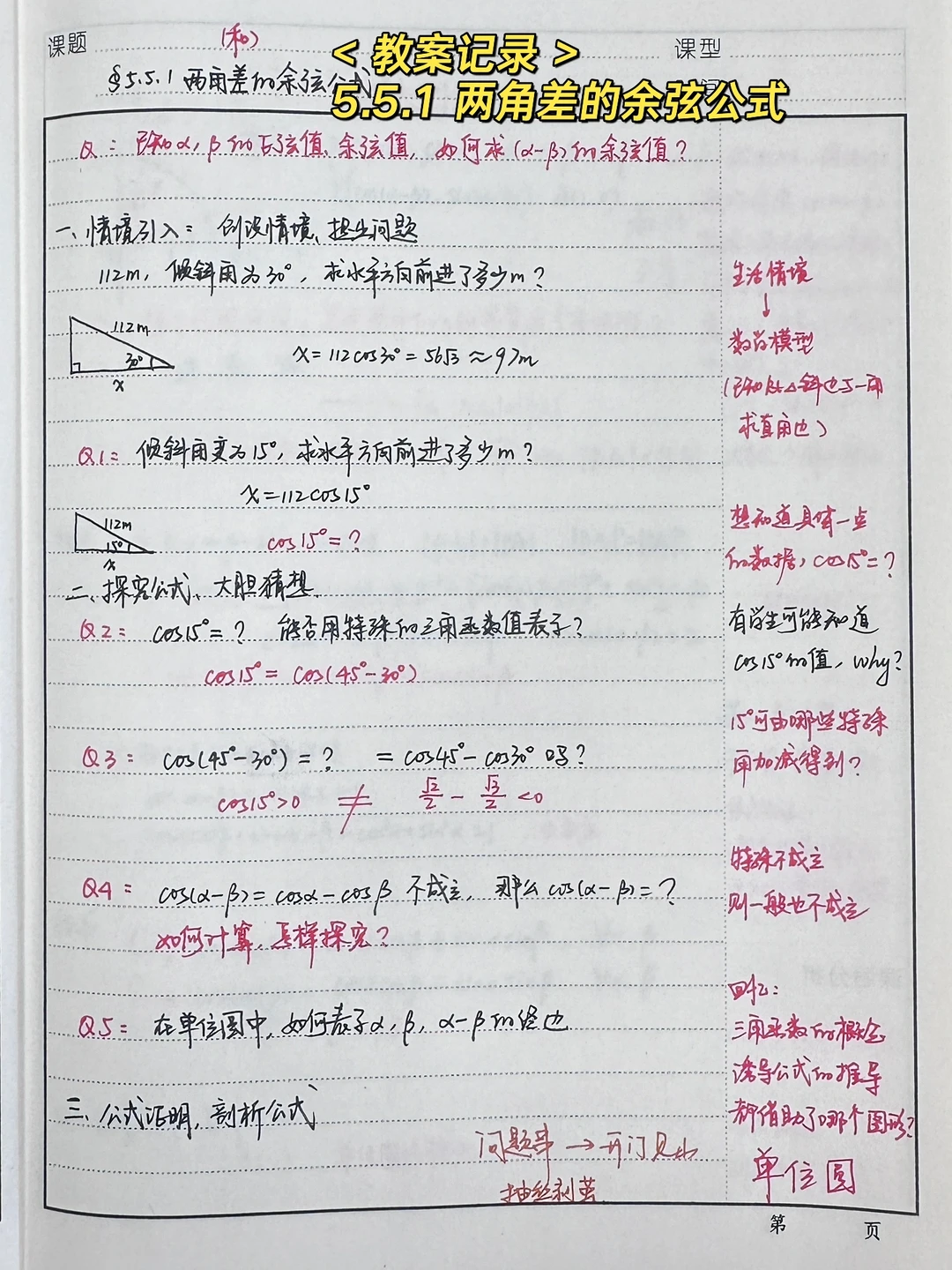 5.5.1 两角差的余弦公式