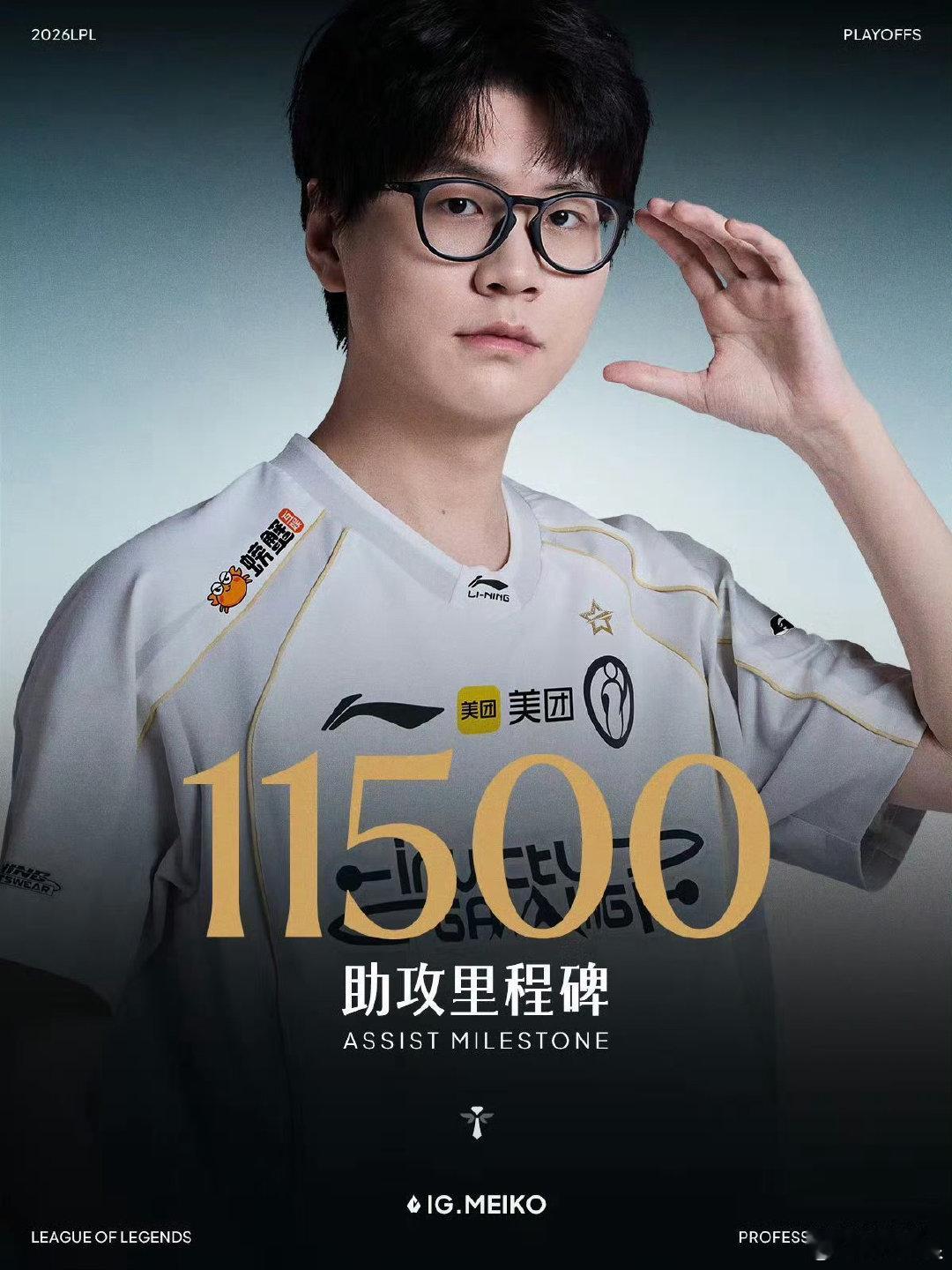 恭喜Meiko达成第11500次助攻！

#Meiko11500助攻##IG碾压TES##TES对战IG##英雄联盟赛事官方[超话]# ​