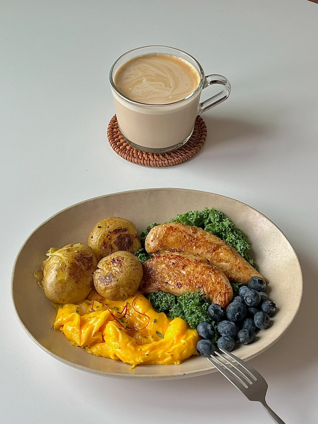 ☀️工作日早餐｜煎土豆🥔煎鸡胸肉&滑蛋早餐然