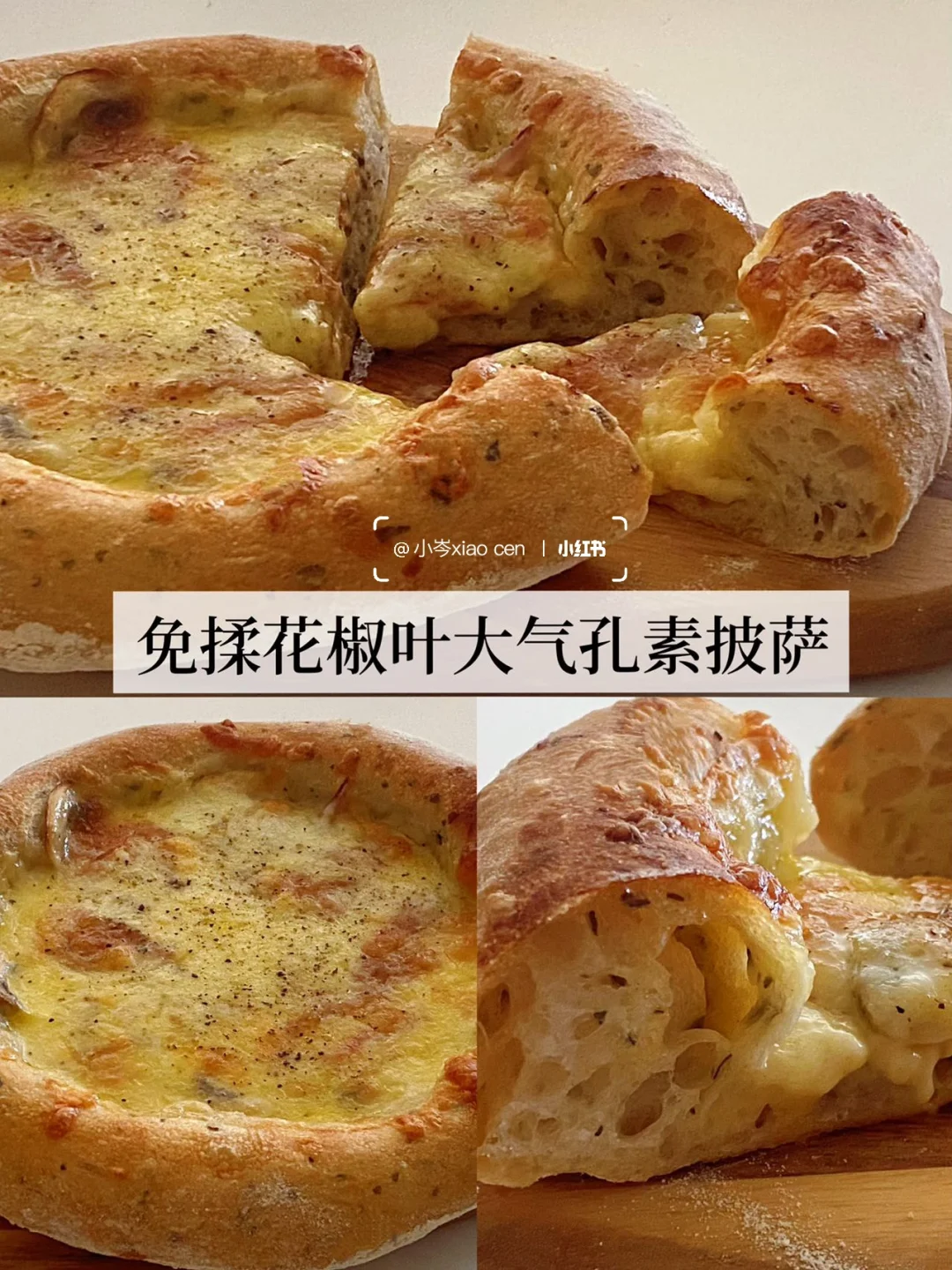 免揉花椒叶大气孔素披萨｜家庭版