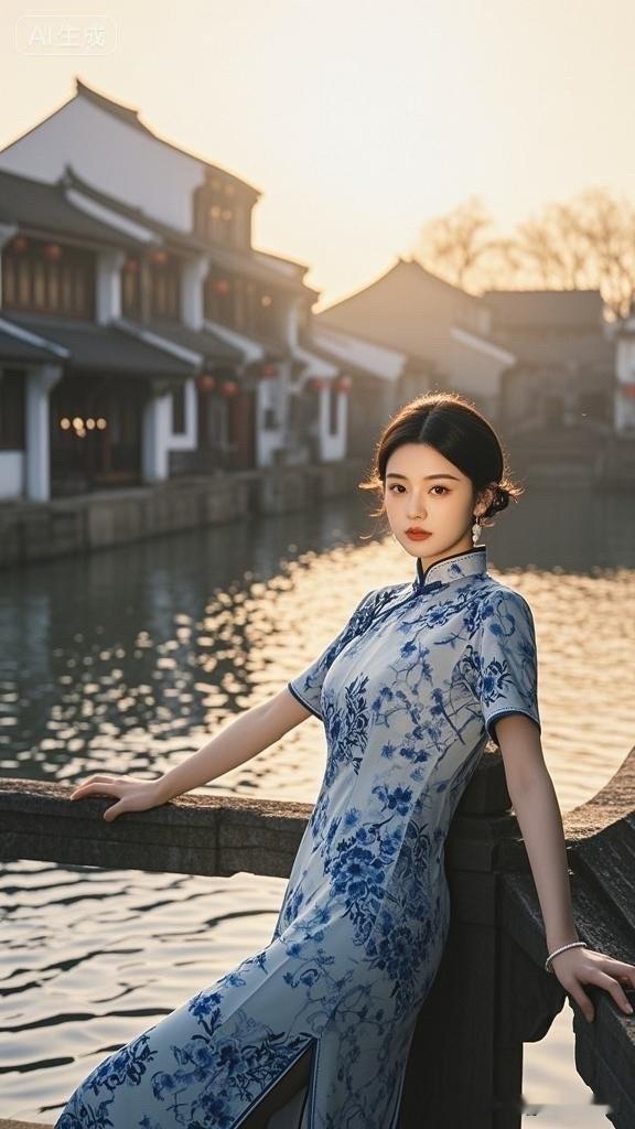 这位小姐姐穿着旗袍，真漂亮！