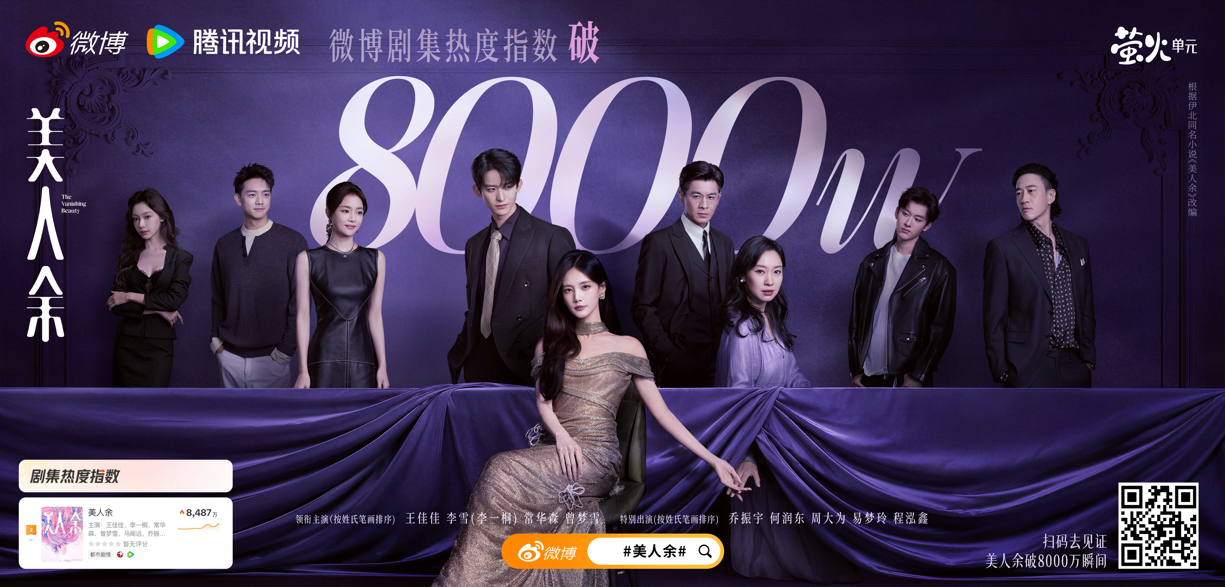 小美来报喜📢~#美人余微博剧集热度指数破8000万# 假象被逐层戳破，婚姻、财产风险、身边人的秘密接连暴露。余梦卢蕙焦旭刘姿韩广Harry康隆文晓晓狄立人全员贡献众多名场面引发热议！🔥感恩每一位魔 ​